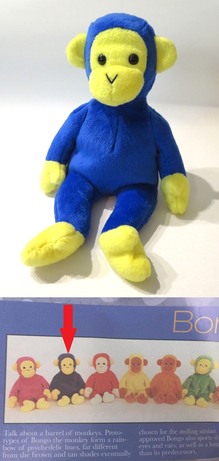 Nana the Blue and YELLOW PROTOTYPE Monkey – Tyriffic – Rarest Beans